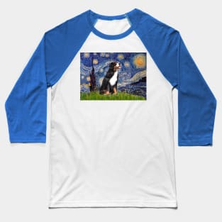 Starry Night Adaptation with a Bernese Mountain Dog Baseball T-Shirt